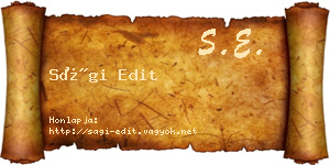 Sági Edit névjegykártya